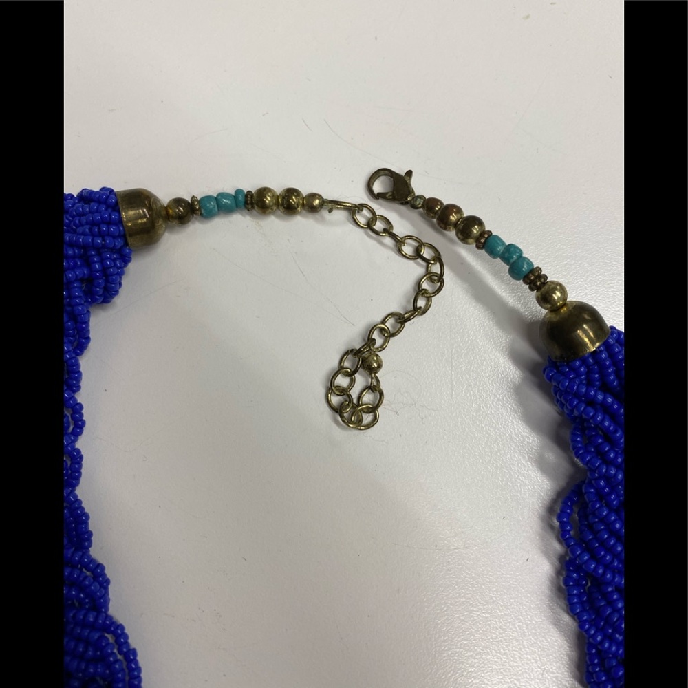 Beautiful bright blue braided necklace - Picture 3 of 3